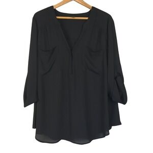 Torrid Harper Black V Neck Georgette‎ Blouse Top Plus Size 3